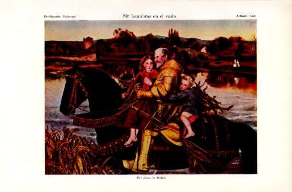 LAMINA V31169: Sir Isumbras en el vado por Juan E. Millais