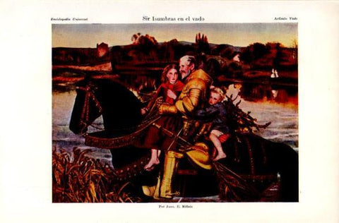 LAMINA V31169: Sir Isumbras en el vado por Juan E. Millais