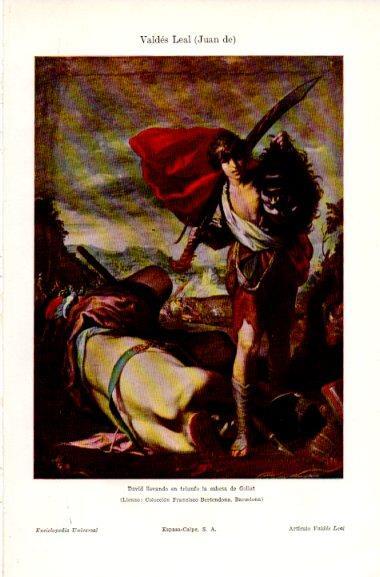 LAMINA V31162: David llevando en triunfo la cabeza de Goliat por Valdes Leal
