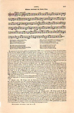 LAMINA V31219: Himno nacional de Costa Rica