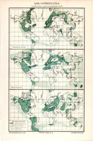 LAMINA V31153: Mapa de Los Continentes epocas geologicas I