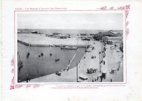 LAMINA V32014: Cadiz. Los Muelles y Estacion del Ferrocarril