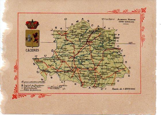 LAMINA V31900: Caceres. Mapa de la Provincia de Caceres