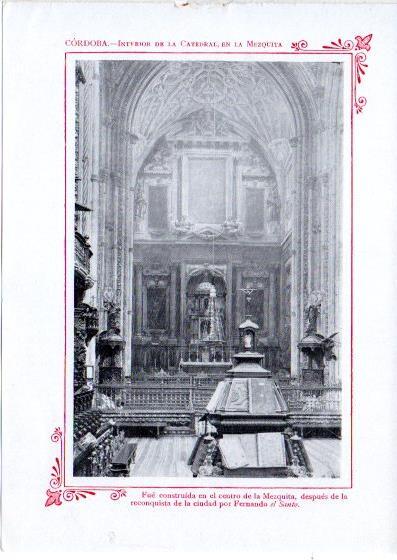 LAMINA V32037: Cordoba. Interior de la Catedral en la Mezquita