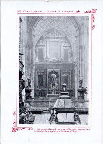 LAMINA V32037: Cordoba. Interior de la Catedral en la Mezquita