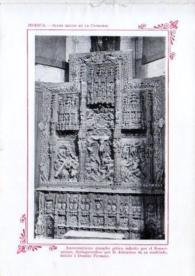 LAMINA V32077: Huesca. Altar mayor de la Catedral