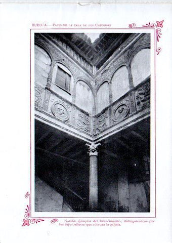 LAMINA V32076: Huesca. Patio de la casa de los Canonges