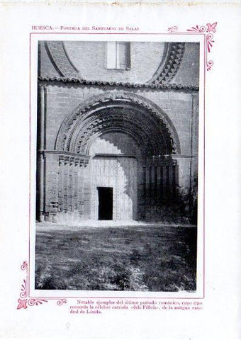 LAMINA V32075: Huesca. Portada del Santuario de Salas
