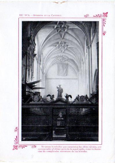 LAMINA V32074: Huesca. Interior de la Catedral