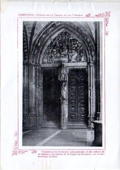 LAMINA V32059: Pamplona. Puerta de la Virgen de la Catedral