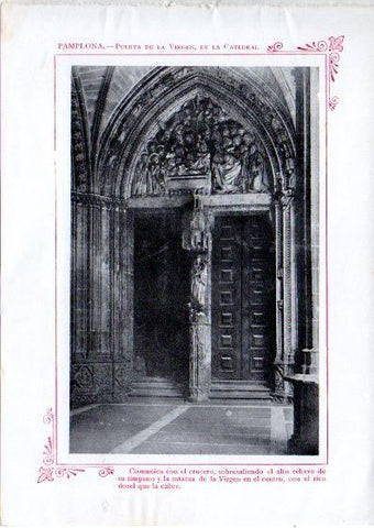 LAMINA V32059: Pamplona. Puerta de la Virgen de la Catedral