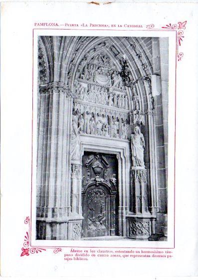 LAMINA V32058: Pamplona. Puerta La Preciosa de la Catedral