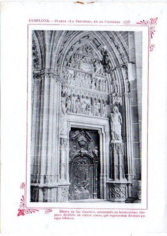 LAMINA V32058: Pamplona. Puerta La Preciosa de la Catedral