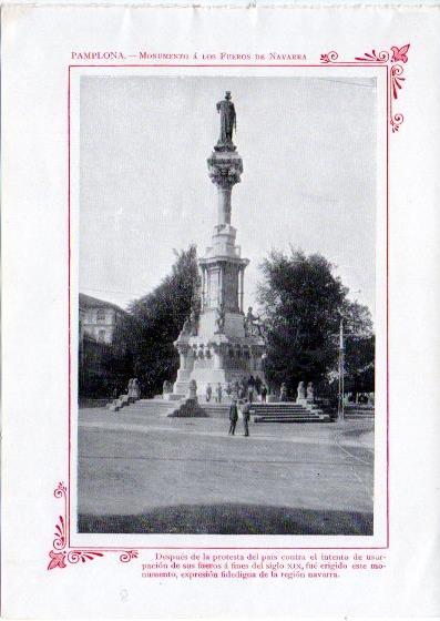 LAMINA V32056: Pamplona. Monumento a los Fueros de Navarra