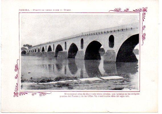 LAMINA V31723: Zamora. Puente de piedra sobre el Duero