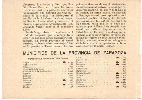 LAMINA V31754: Relacion de Municipios de la Provincia de Zaragoza