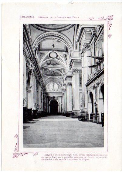 LAMINA V31748: Zaragoza. Interior de la Iglesia del Pilar