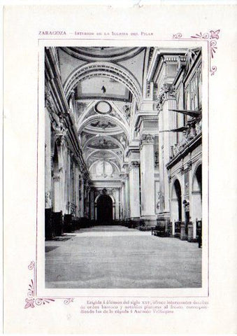 LAMINA V31748: Zaragoza. Interior de la Iglesia del Pilar