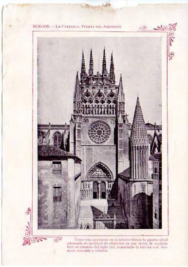 LAMINA V31645: Burgos. La Catedral puerta del Arzobispo