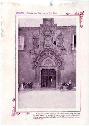 LAMINA V31641: Burgos. Puerta del Hospital de San Juan
