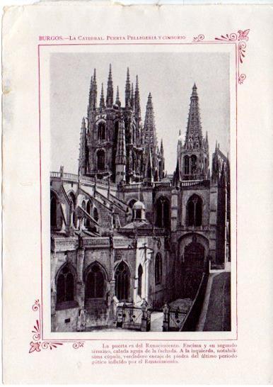 LAMINA V31640: Burgos. La Catedral, puerta Pellegeria y cimborio