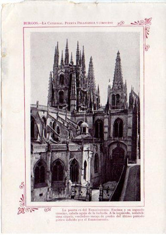 LAMINA V31640: Burgos. La Catedral, puerta Pellegeria y cimborio