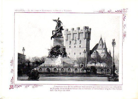 LAMINA V31829: Segovia. El Alcazar y Monumento a Daoiz y Velarde