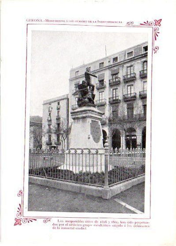 LAMINA V31801: Gerona. Monumentos a los heroes de la Independencia