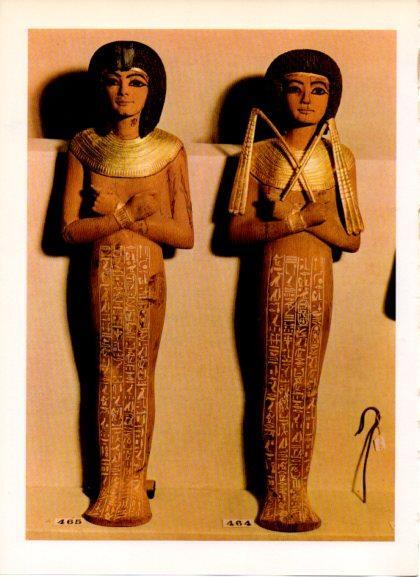 LAMINA V32280: Estatuillas funerarias de la tumba de Tut Anj Amon en trasera jarrito del tesoro de Aliseda