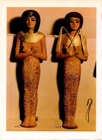 LAMINA V32280: Estatuillas funerarias de la tumba de Tut Anj Amon en trasera jarrito del tesoro de Aliseda