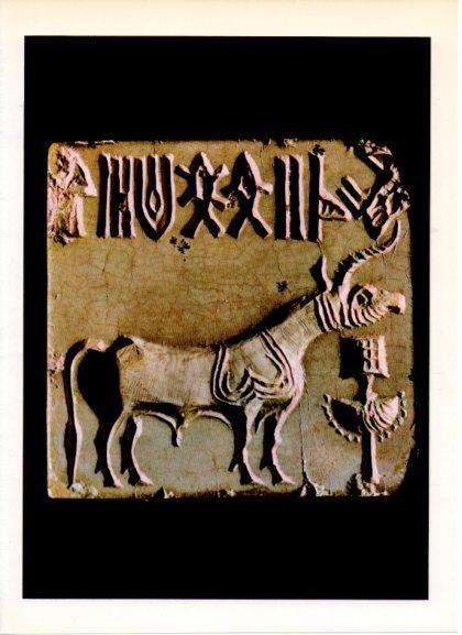 LAMINA V32289: Sello de Mohenjo-Daro en trasera Fragmento de papiro funerario