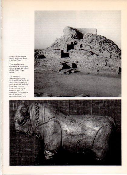 LAMINA V32251: Ruinas y toro de terracota de Mohenjo-Daro, Pakistan