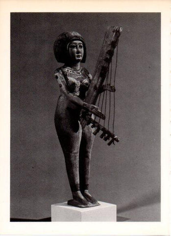 LAMINA V32325: Estatua egipcia XIX dinastia muchacha tocando el arpa 