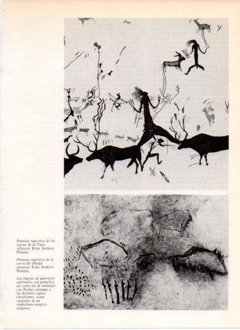 LAMINA V32193: Pinturas rupestres cuevas de la Vieja y del Pindal
