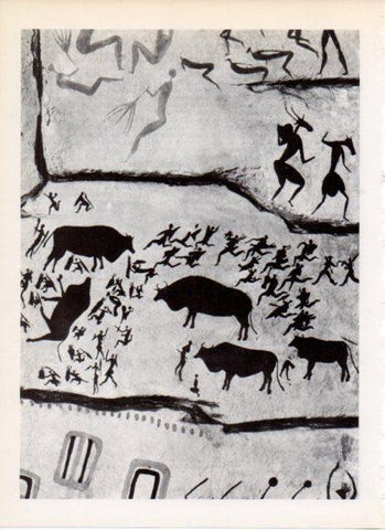 LAMINA V32172: Escena de caza pintura rupestre de Sudafrica
