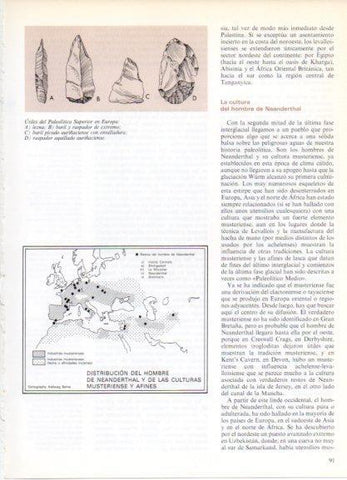 LAMINA V32165: Mapa distribucion del hombre Neanderthal en Europa