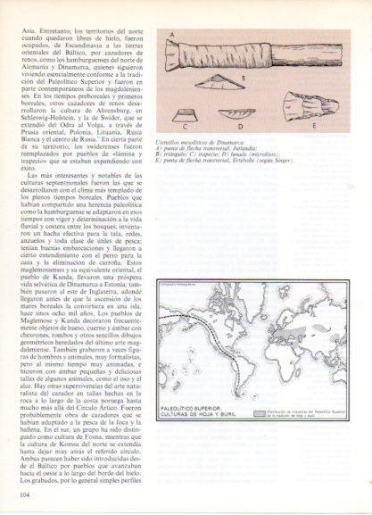 LAMINA V32169: Utiles mesoliticos de Dinamarca y Mapa paleolitico culturas de hoja y buril