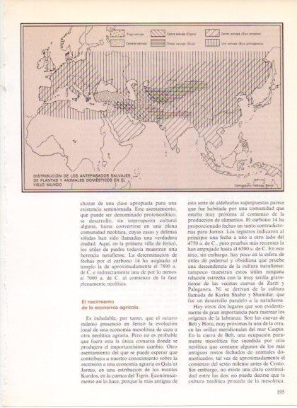 LAMINA V32197: Mapa distribucion antepasados salvajes de plantas y animales domesticos en el viejo mundo