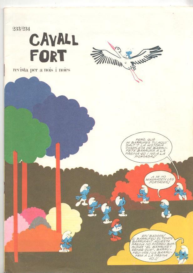 Revista Cavall Fort numero 233/234, agost 1972 - El barrufet sense cua per Delporte i Peyo