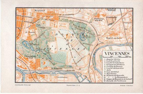 LAMINA V32701: Mapa de Vincennes, Francia