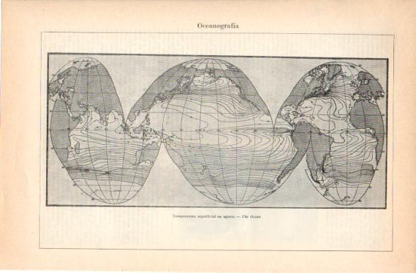 LAMINA V32888: Mapa del mundo temperatura superficial en agosto