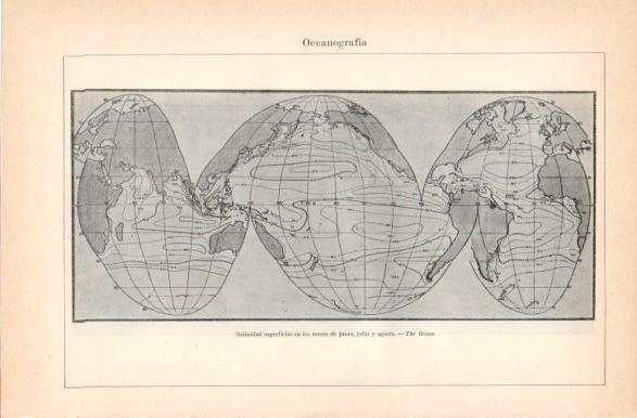LAMINA V32887: Mapa del mundo de la salinidad  superficial de junio a agosto