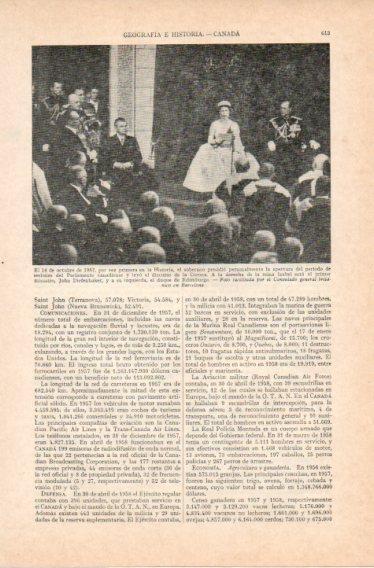 LAMINA V32771: Reina Isabel y Johm Diefenbaker en apertura del Parlamento de Canada 1957