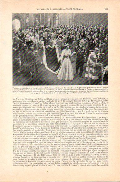 LAMINA V32818: Isabel II en inaguracion del Parlamento britanico
