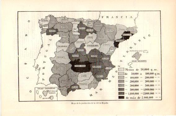 LAMINA V32432: Mapa de la produccion de Vid en España
