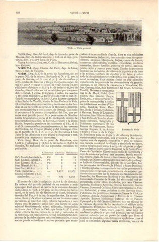 LAMINA V32417: Vista y escudo de Vich o Vic, Barcelona