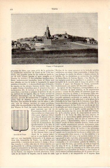 LAMINA V32382: Vista general y escudo de  Viana, Navarra