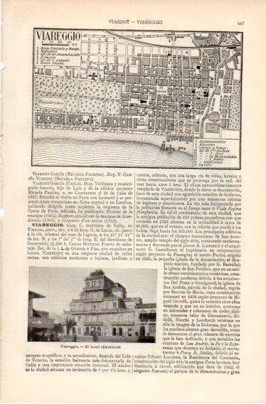 LAMINA V32389: Plano y hotel Excelsior en Viareggio