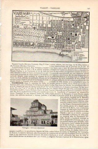 LAMINA V32389: Plano y hotel Excelsior en Viareggio