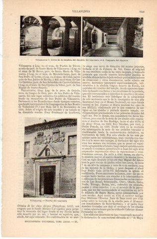 LAMINA V32582: Claustro y puerta del convento en Villanueva